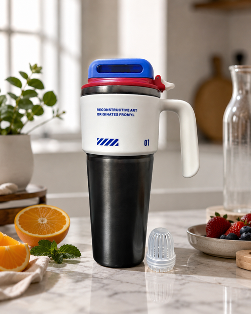 1000ml Stainless Steel Gym Shaker Tumbler with Handle & Straw