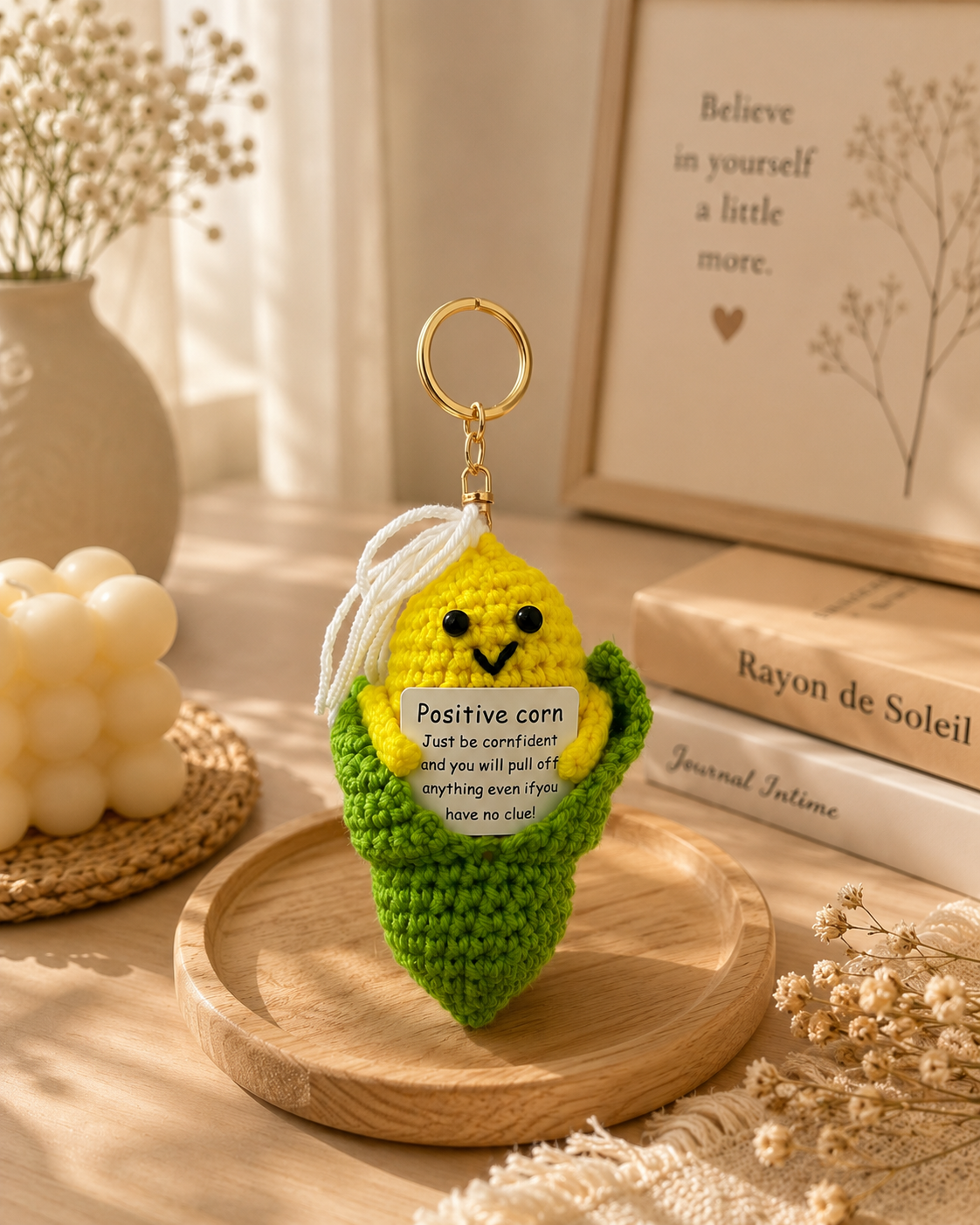 Positive Crochet Motivational Keychain