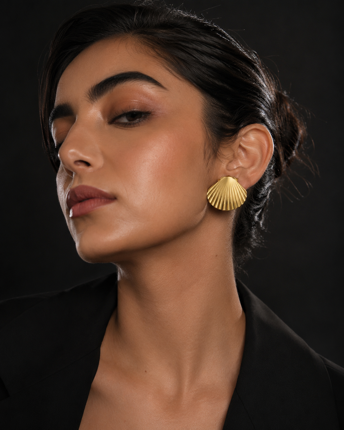 Anti Tarnish Gold Seashell Stud Earrings | Waterproof Statement Studs