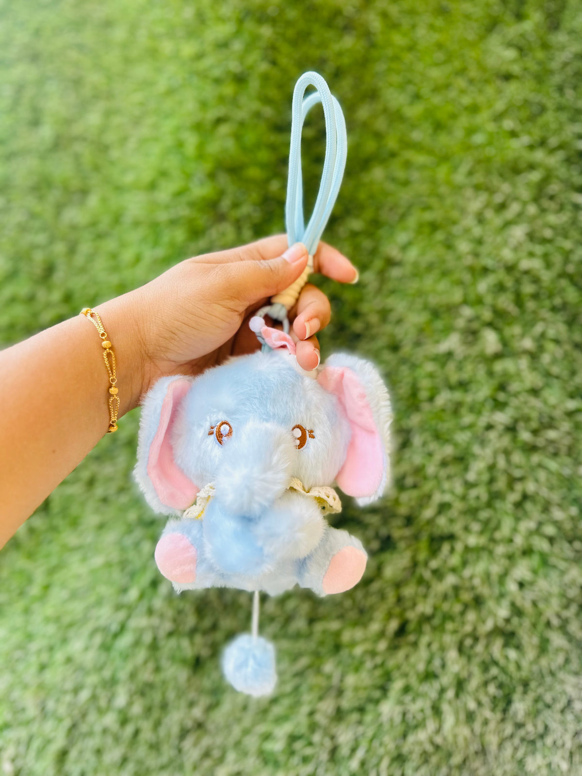 Cute Elephant Plush Keychain | Soft Blue Elephant Bag Charm with Hanging Loop for Kids, Girls & Gifting