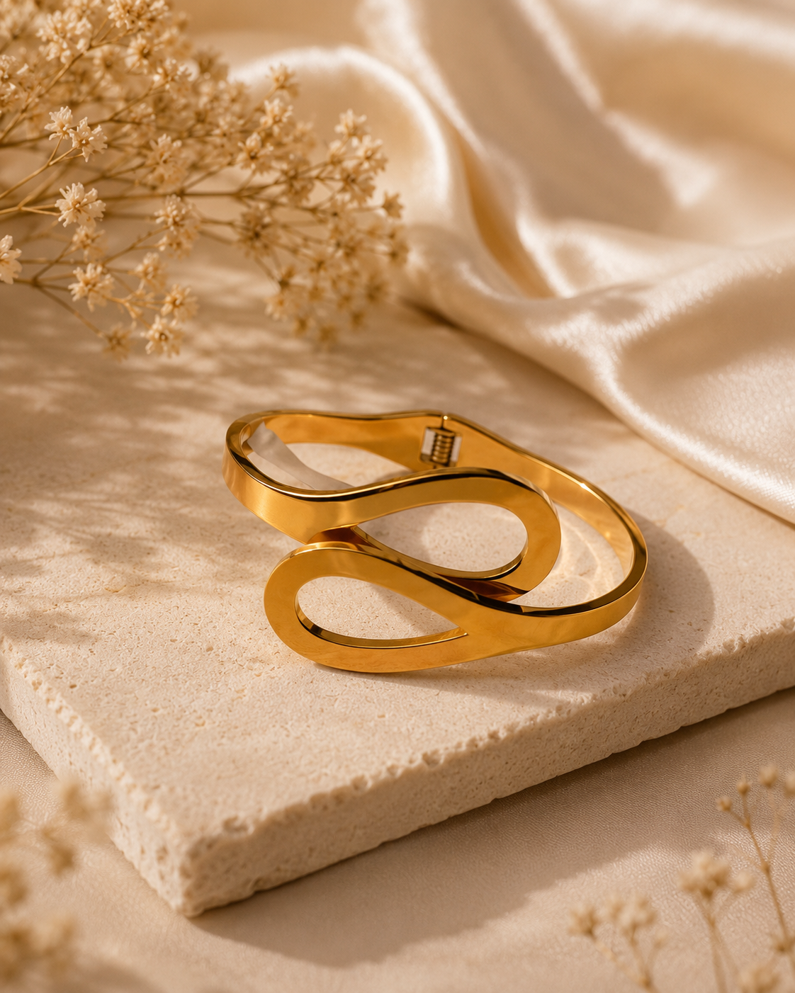 Premium Anti Tarnish Infinity Gold Hand Cuff for Women | Stainless Steel Open Cuff Bracelet | Waterproof, Hypoallergenic & Tarnish-Free