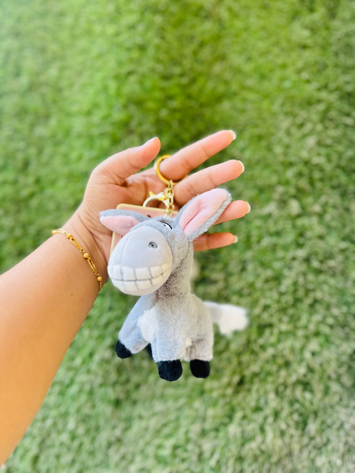 Cute Donkey Plush Keychain | Soft Grey Animal Bag Charm & Keyring | Adorable Donkey Keychain