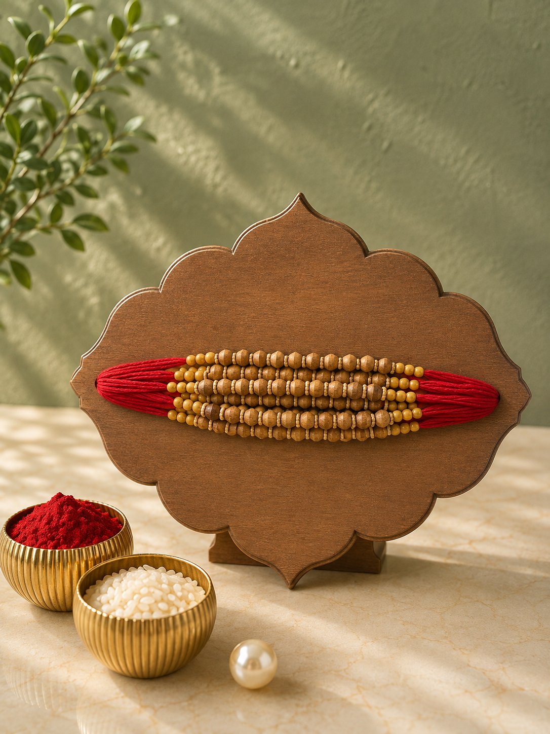Premium Chandan Dhaga Rakhi for Brother | Handmade Sandalwood Bead Rakhi with Natural Chandan Fragrance, Traditional Sacred Thread | Raksha Bandhan Gift | Jugnu Store