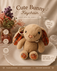 Cute Bunny Plush Keychain | Soft Stuffed Animal Bag Charm | Kawaii Bunny Keyring
