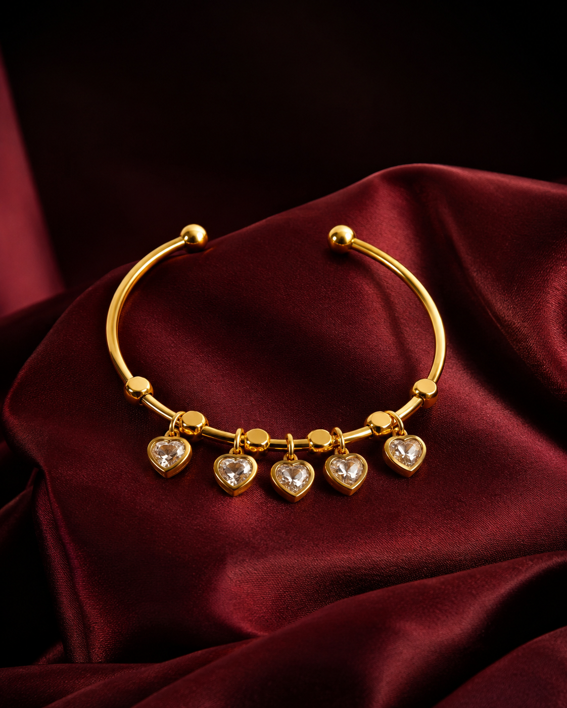 Anti Tarnish Heart Charms Bracelet for Women | Gold-Tone Heart Charm Bracelet | Cute Romantic Jewellery for Girls | Stylish Everyday & Party Wear