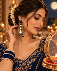 Festive Indian Earrings for Women, Lightweight Ethnic Earrings with Pearl Drops, Unique Traditional Jewellery for Karwa Chauth, Diwali, Wedding & Functions