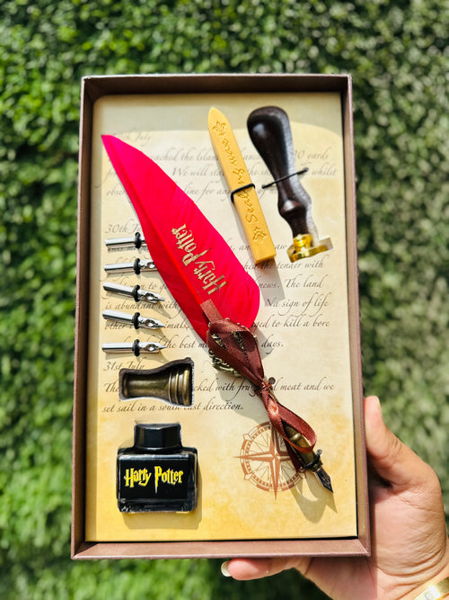 Harry Potter Premium Edition Writing Set | Feather Quill Pen, Ink Bottle & Accessories Gift Set