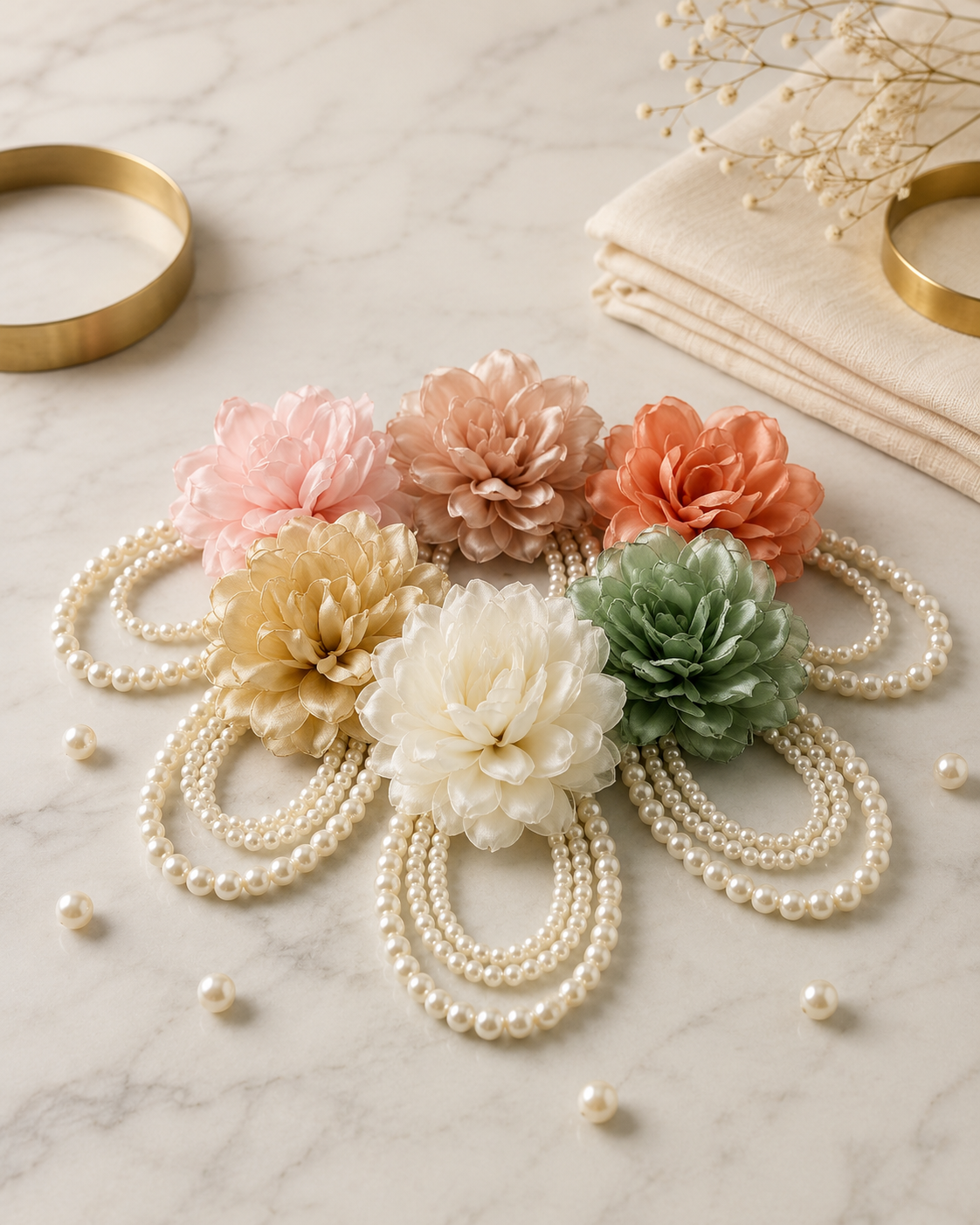 Pearl Bloom Floral Hair Tie