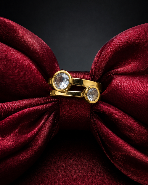 Anti Tarnish Open CZ Ring for Women | Gold Stainless Steel Ring