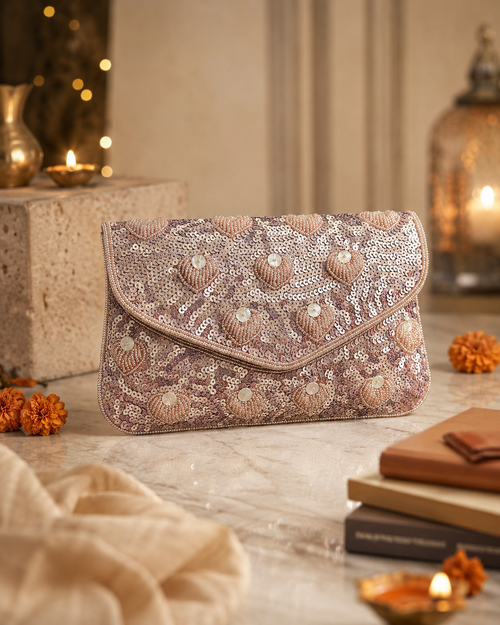 Blush Pink Embellished Clutch Bag | Party, Bridal & Wedding Clutch