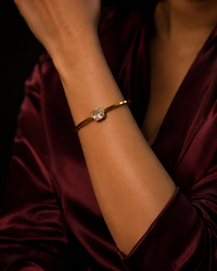 Anti Tarnish Gold Bracelet for Women | Minimalist Crystal Stone Bracelet | Elegant Gold-Tone Bangle | Dainty Statement Jewellery for Everyday, Office & Party Wear