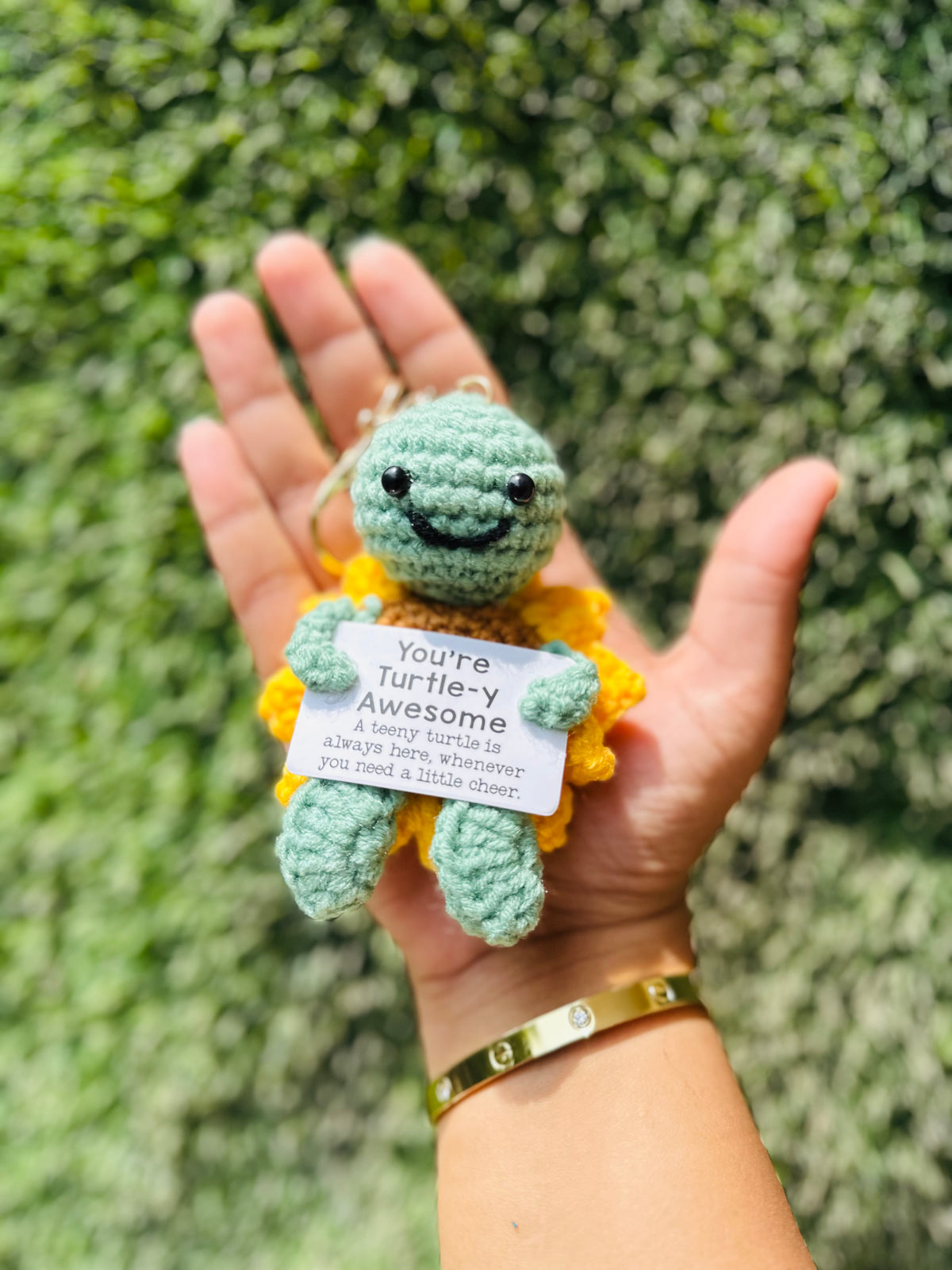 Crochet Turtle Keychain with Sunflower Design, Cute Bag Charm & Backpack Charm Gift for Girls, Boys and Turtle Lovers