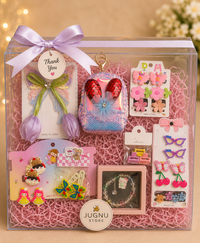 Jugnu Store Girls Accessories Gift Hamper with Bracelet, Hair Accessories & Coin Pouch Keychain