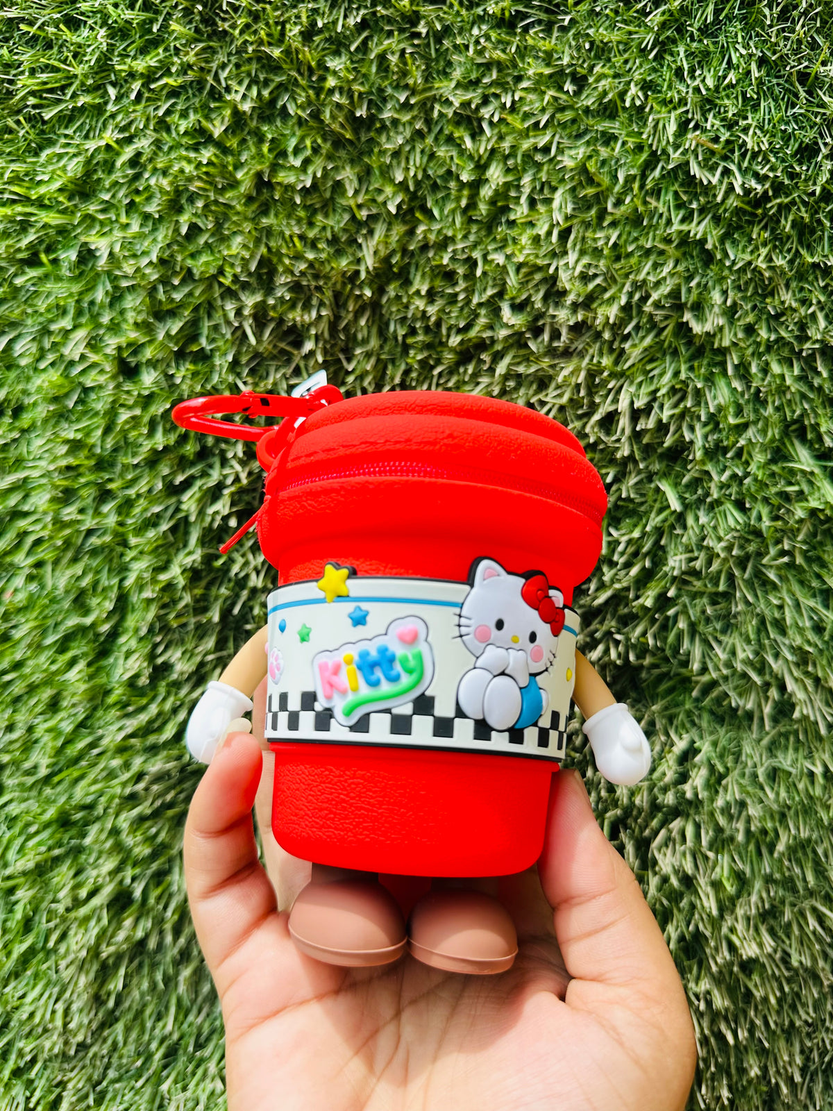 Hello Kitty Coin Pouch with Rotating Arms & Feet | Cute Mini Zipper Coin Purse with Clip for Kids, Girls & Gifting