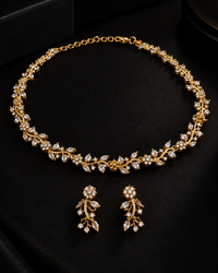 AD Necklace Set for Women, Premium Indian Heavy Look Necklace with Matching Earrings, Festive Wedding Jewellery for Karwa Chauth, Diwali, Wedding & Parties