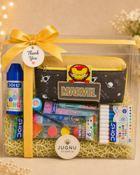 Kids Return Gift Hamper for Birthday & Party | Premium Pouch with DOMS Crayons, Sketch Pens, Water Colours & Pen Pencil Set | School Stationery Gift | Jugnu Store