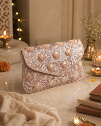 Blush Pink Embellished Clutch Bag | Party, Bridal & Wedding Clutch