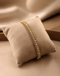 Anti Tarnish Crystal Tennis Bracelet for Women | Gold Finish