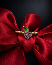 Anti Tarnish Grape Adjustable Ring | Gold Stainless Steel Ring