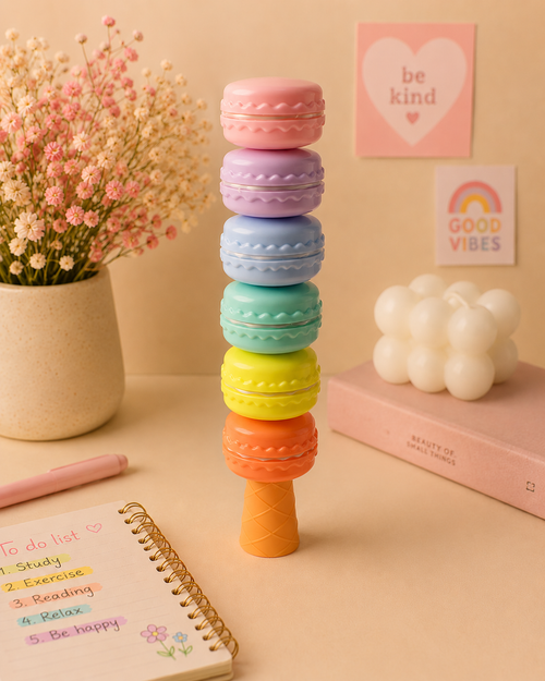 Macaron Mini Highlighters | Cute Pastel Chisel Tip Highlighters | Kawaii Study & Office Stationery