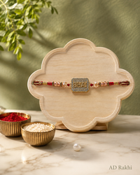 Premium AD Bhai Rakhi for Brother | American Diamond Bhai Letter Rakhi with Crystal Beads | Handmade Luxury Raksha Bandhan Rakhi Gift for Brother | Jugnu Store