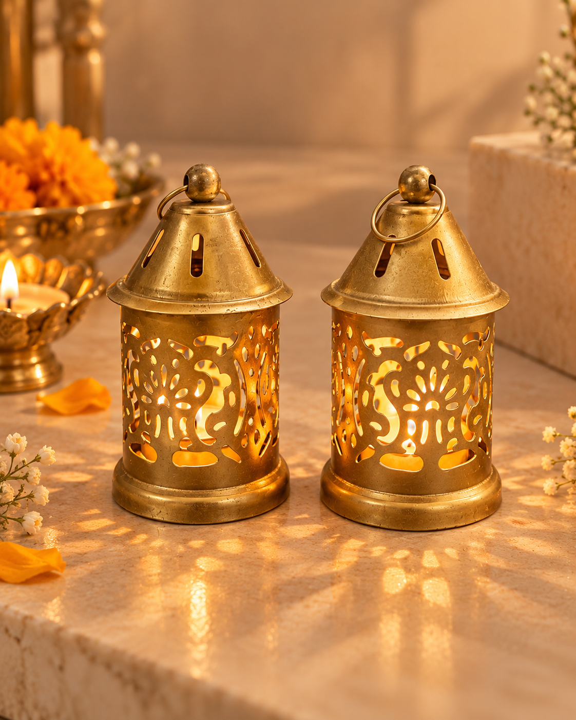 Diwali Gift Hamper with Festive Decor and Decorative Candles