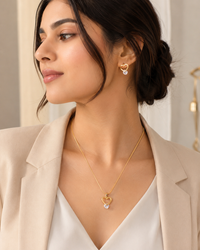 Premium Anti Tarnish Crystal Heart Pendant Necklace for Women | Gold Stainless Steel | Waterproof & Hypoallergenic
