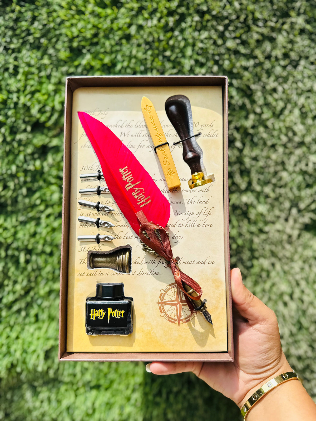 Harry Potter Premium Edition Writing Set | Feather Quill Pen, Ink Bottle & Accessories Gift Set