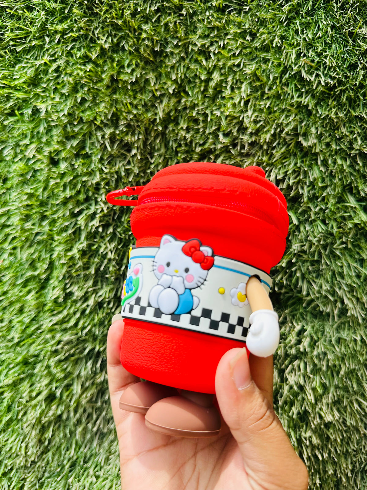 Hello Kitty Coin Pouch with Rotating Arms & Feet | Cute Mini Zipper Coin Purse with Clip for Kids, Girls & Gifting