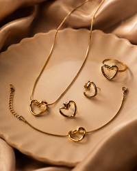 Anti Tarnish Heart Jewellery Set for Women | Necklace, Bracelet, Ring & Earrings