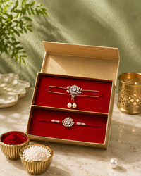 Bhaiya Bhabhi Couple AD Rakhi Set | Premium Designer American Diamond Lumba & Bhai Rakhi Combo, Handmade Luxury Raksha Bandhan Gift | 3 Variants | Jugnu Store