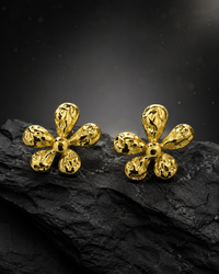 Anti Tarnish Gold Flower Stud Earrings | Waterproof Statement Studs