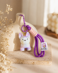 Iridescent French Bulldog Keychain | Cute Bag Charm for Women