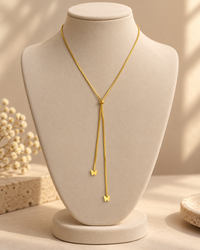Butterfly Tassel Lariat Necklace for Women | Adjustable Gold-Tone Y Necklace | Anti-Tarnish Jewellery