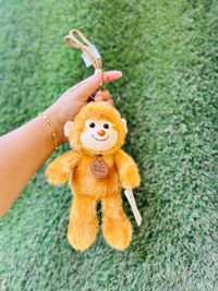 Cute Monkey Plush Keychain | Soft Monkey Bag Charm with Loop for Kids, Girls & Gifting