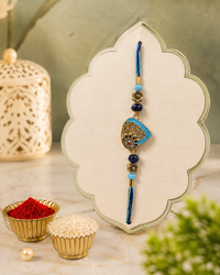 AD Rakhi for Brother | Premium Designer American Diamond Thread Rakhi with Blue Enamel Charm, Handmade Luxury Raksha Bandhan Gift | Stylish Bhai Rakhi | Jugnu Store
