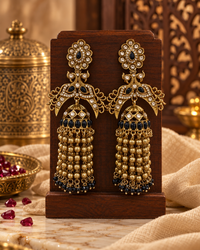 Premium Festive Indian Earrings for Women, Heavy-Look Lightweight Statement Earrings with Beads & Pearl Detailing for Karwa Chauth, Diwali, Weddings & Functions