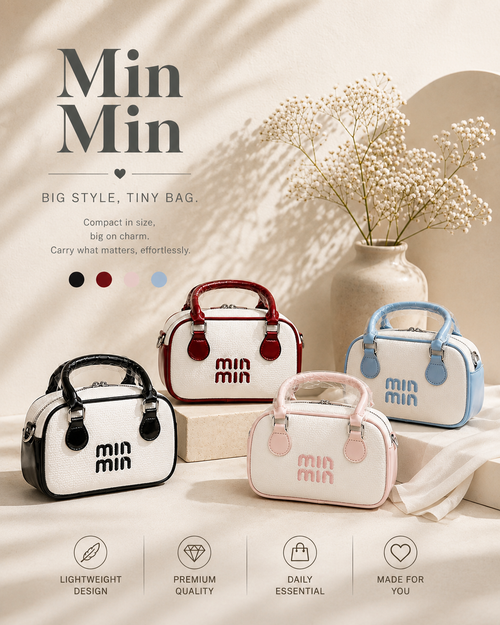 Min Min Mini Bowling Handbag for Women with Sling Strap & Zipper Closure | Cute Everyday Mini Bag