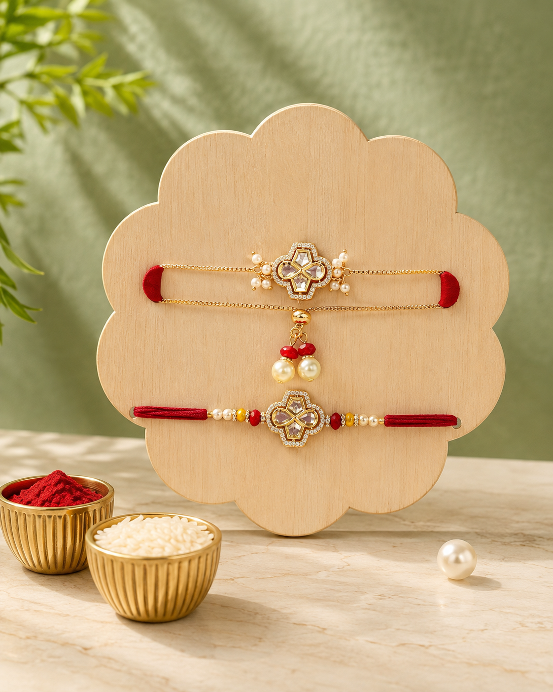 Bhaiya Bhabhi Couple AD Rakhi Set | Premium Designer American Diamond Lumba & Bhai Rakhi Combo, Handmade Luxury Raksha Bandhan Gift | 3 Variants | Jugnu Store