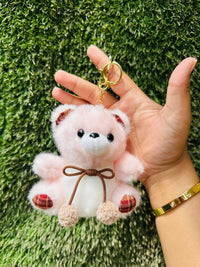 Cute Pink Teddy Bear Plush Keychain | Soft Bear Bag Charm & Backpack Accessory | Adorable Teddy Keyring for Girls & Kids