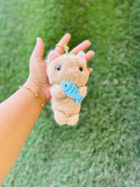 Cute Cat Plush Keychain with Fish | Soft Furry Cat Bag Charm & Keyring | 3 Colour Variants