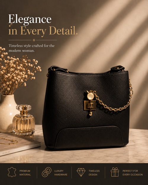 Pearl Chain Handheld Bag for Women with Sling Strap & 3 Compartments | Premium Structured Handbag