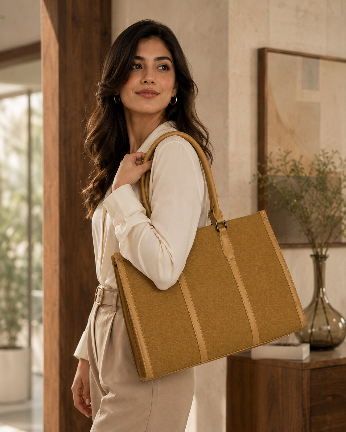 Premium Office Tote Bag for Women with Detachable Sling Strap