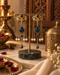 Elephant Earrings for Women, Traditional Indian Long Dangle Earrings with Elephant Motif, Multicolor Stone & Bead Detailing, Ethnic Statement Jewellery for Festive & Party Wear