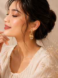Pastel Stone Anti-Tarnish Drop Earrings | Crystal Statement Earrings | Elegant Gold-Tone Earrings for Women