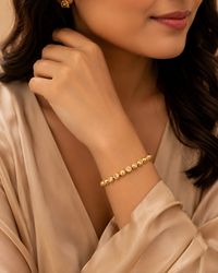 Anti Tarnish Crystal Beaded Bracelet for Women | Gold Plated