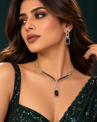 Indian AD Hasli Necklace Set for Women, Heavy Look Statement Necklace with Matching Earrings for Karwa Chauth, Wedding, Festive, Diwali & Party Wear
