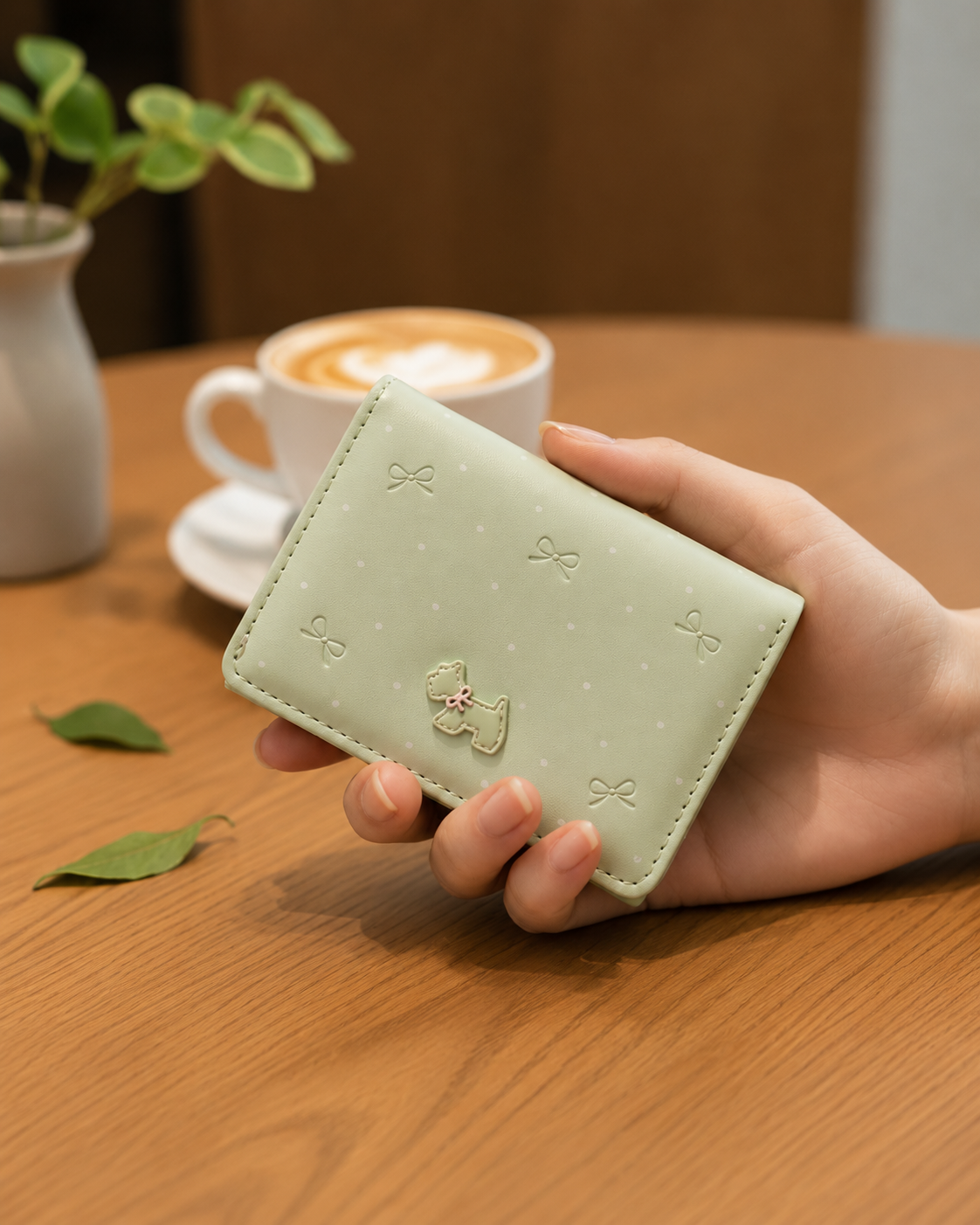 Cute Puppy Three-Fold Wallet for Women & Girls with Card Slots and ID Window | Compact Kawaii Wallet