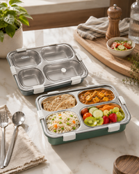 Leakproof Stainless Steel 4 Compartment Lunch Box with Lid