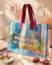 Aurora Transparent Tote Bag | Holographic PVC Shoulder Bag | Waterproof Everyday Shopping & Beach Tote